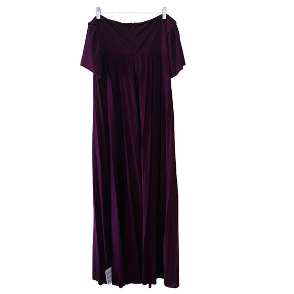 ASOS Draped Neck Off Shoulder Pleated Maxi Dress Size 10 Burgundy NEW - Picture 4 of 11